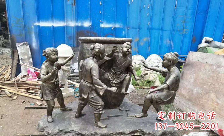 成都司马光砸缸铜雕 (2)