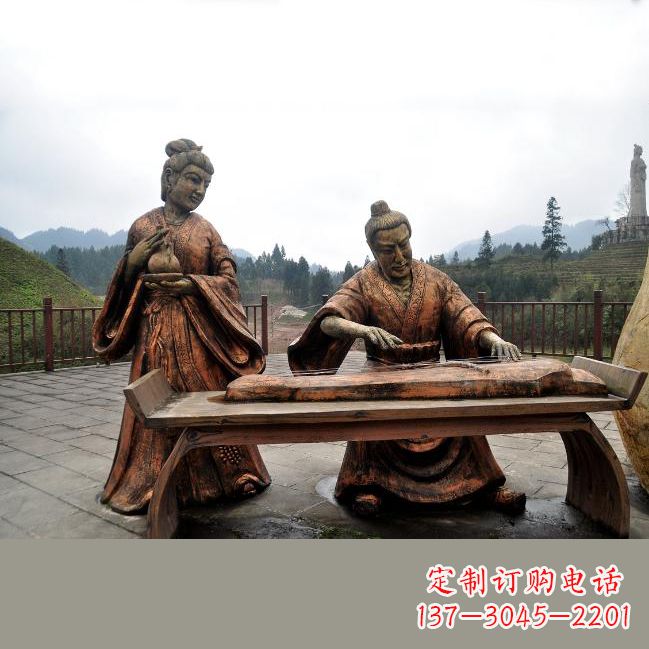 成都司马相如与卓文君铜雕塑像-城市广场历史名人情景雕塑