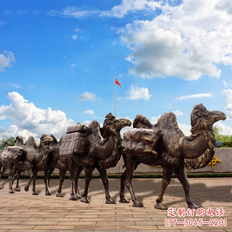 成都丝绸之路骆驼队仿铜景观雕塑