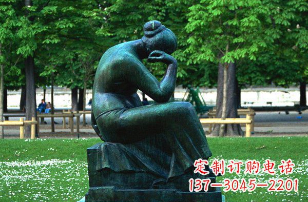 成都思考的女人青铜人物铜雕