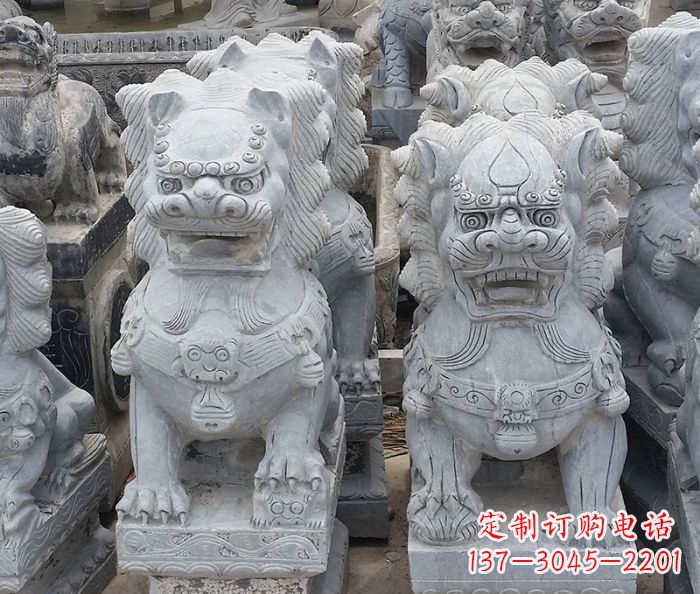 成都寺庙青石狮子石雕
