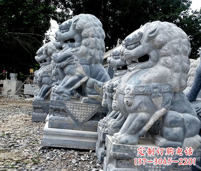 成都寺庙青石狮子石雕 (2)