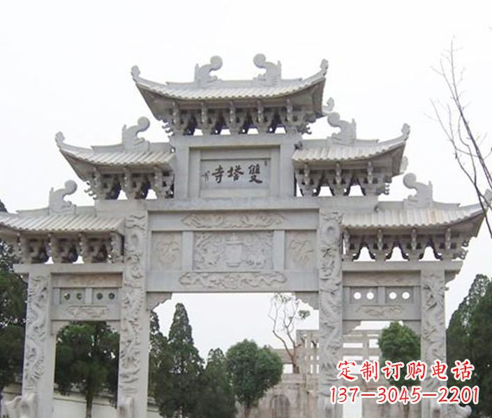 成都寺庙三门牌坊石雕 (2)