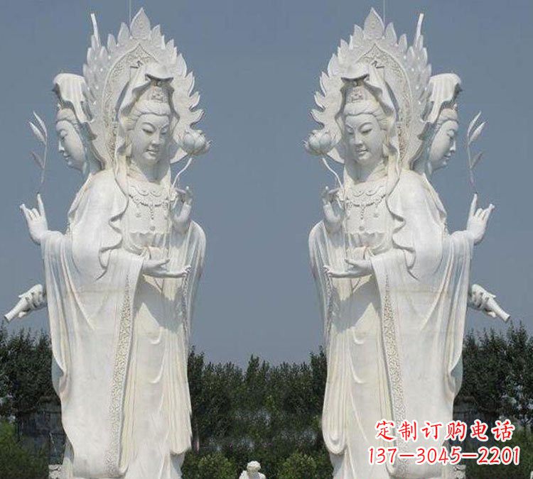 成都寺庙三面观音菩萨雕塑
