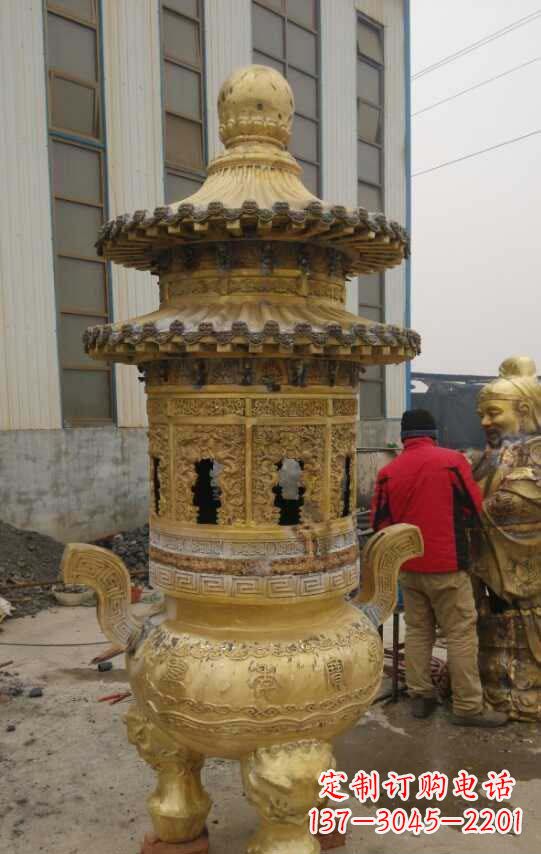 成都寺庙香炉铜雕塑