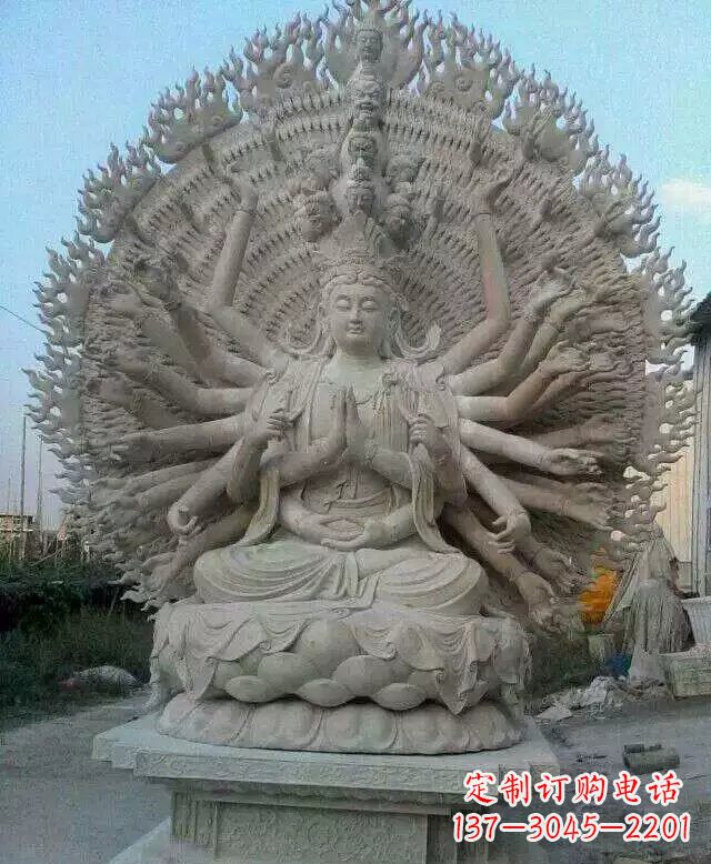 成都寺庙坐式千手观音石雕