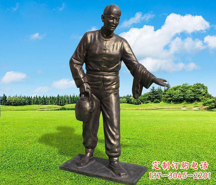 成都提茶壶的店小二铜雕