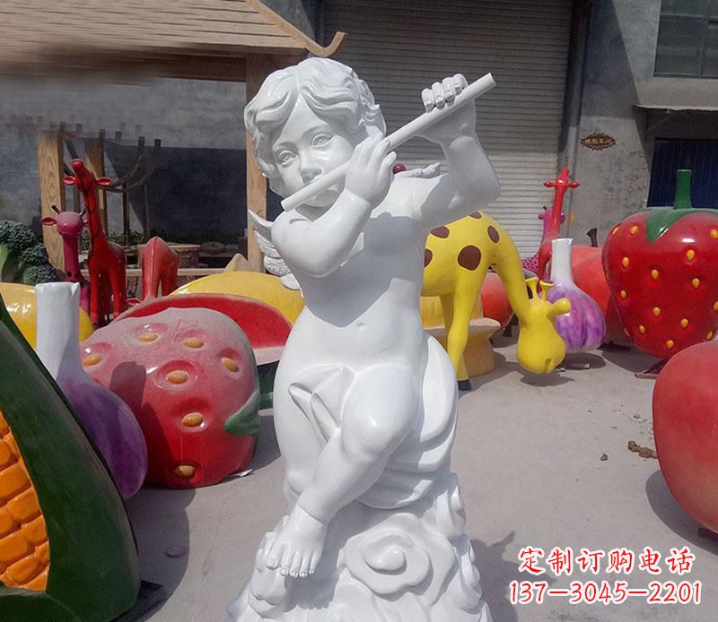 成都天使吹笛人物石雕