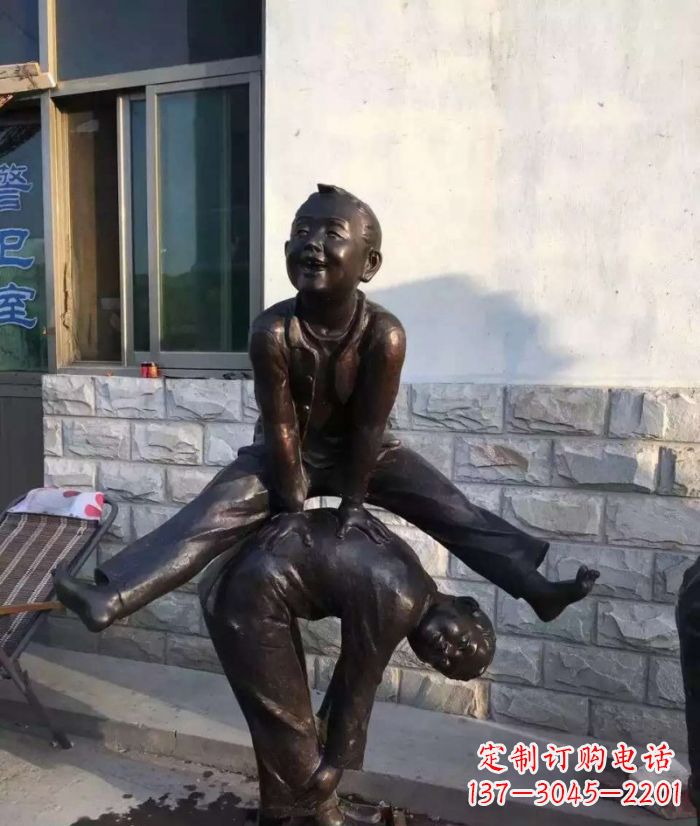 成都跳马儿童铜雕 (2)