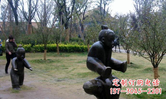 成都跳山羊公园人物铜雕