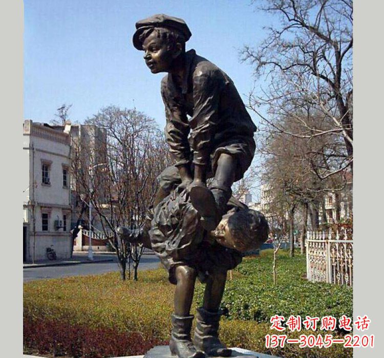 成都跳山羊人物铜雕