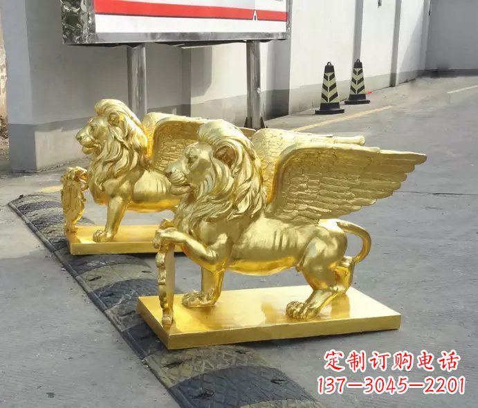 成都贴金圣马可飞狮铜雕