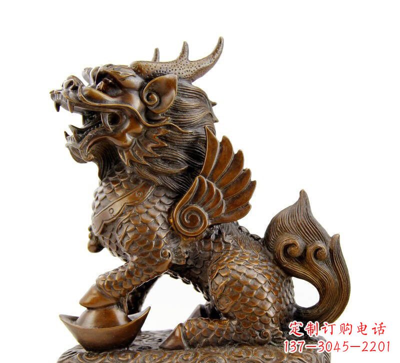 成都铜雕踩元宝麒麟