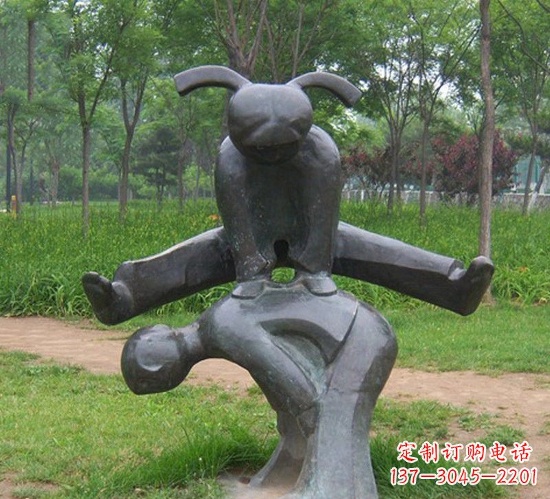 成都铜雕抽象跳山羊儿童