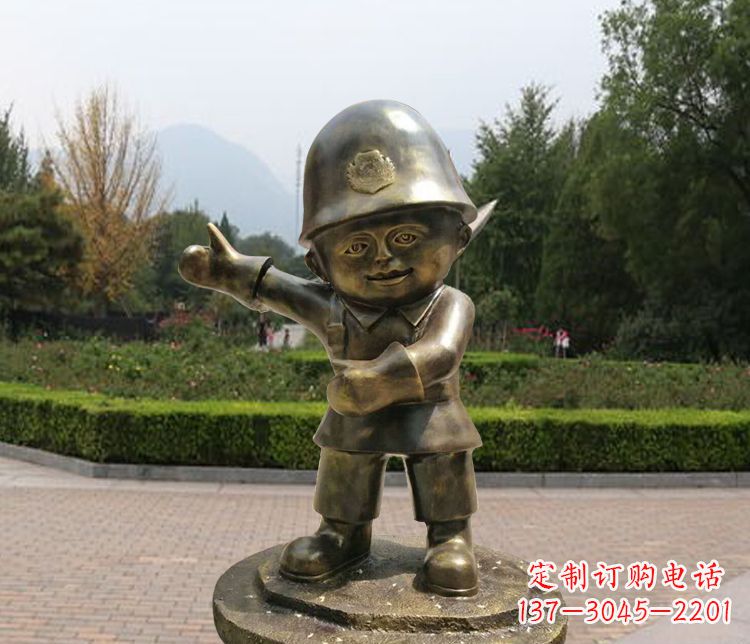 成都铜雕儿童交通警察