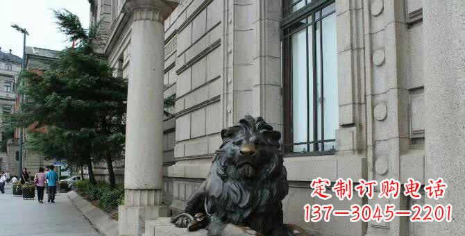 成都铜雕跪姿狮子