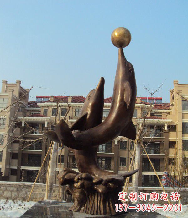 成都铜雕海豚雕塑 (2)
