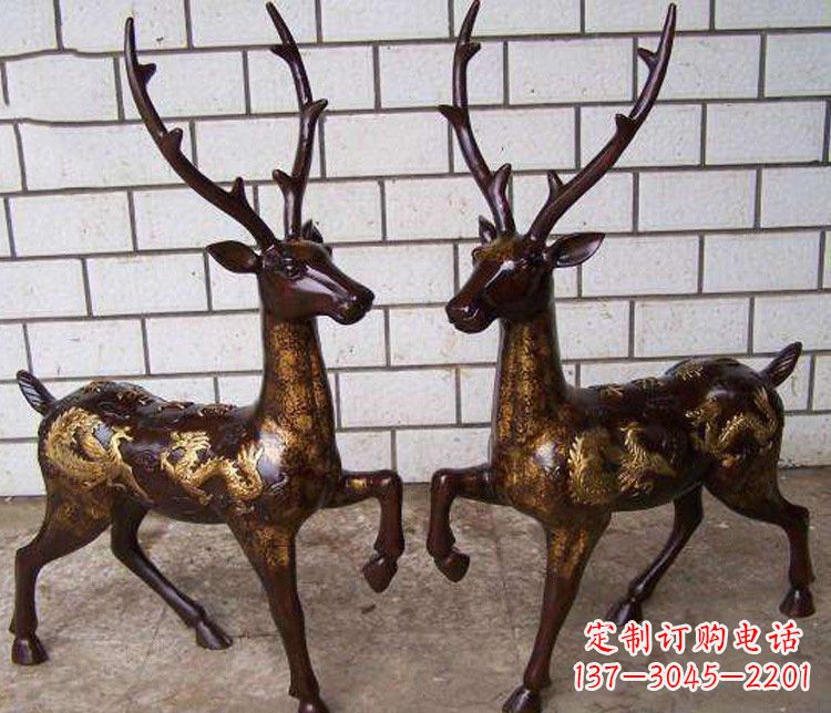 成都铜雕吉祥复古梅花鹿雕塑摆件