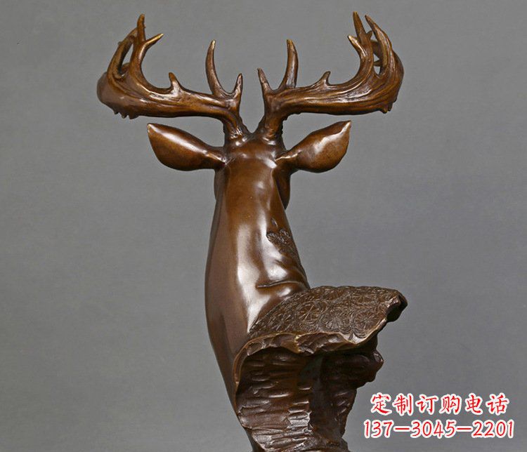 成都铜雕吉祥招财鹿头雕塑摆件