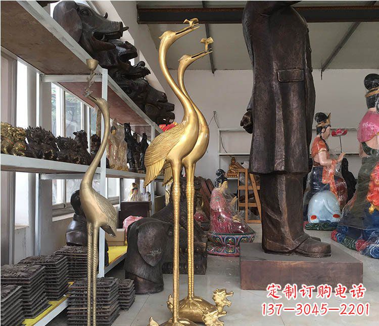 成都铜雕金属仙鹤动物雕塑