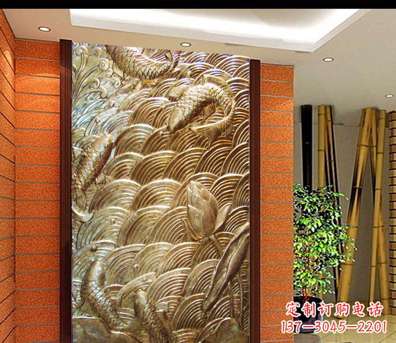 成都铜雕酒店锻造鲤鱼壁画景观摆件