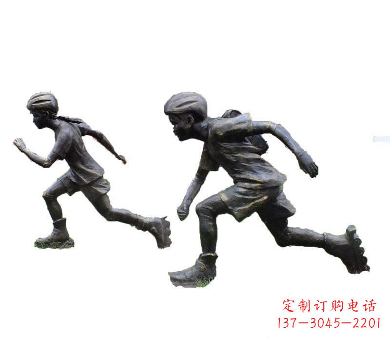 成都铜雕民俗溜冰儿童摆件