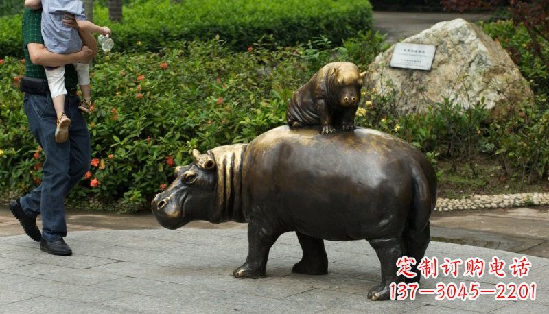 成都铜雕母子河马