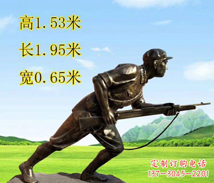 成都铜雕拿枪战士雕塑