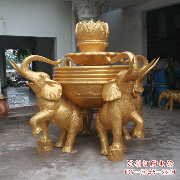 成都铜雕喷水大象雕塑
