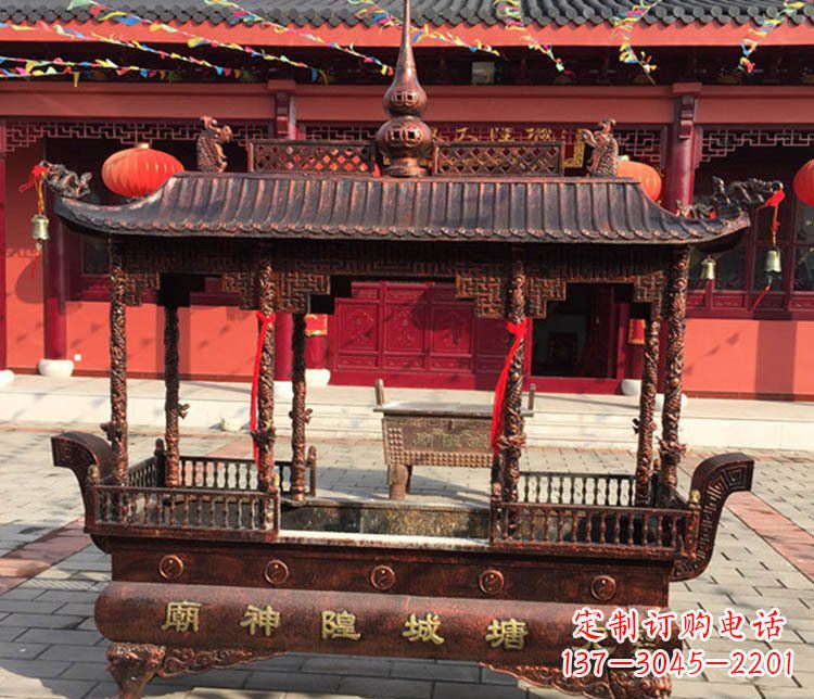 成都铜雕寺庙佛光普照香炉雕塑摆件