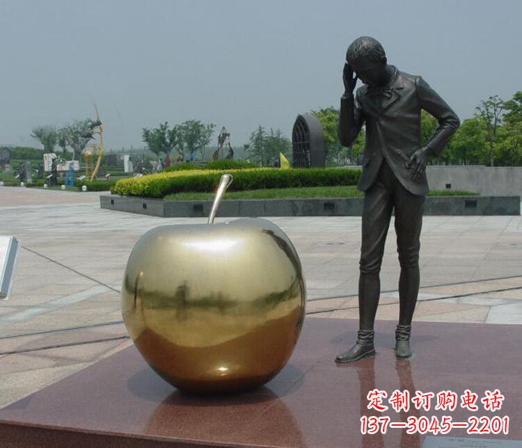 成都铜雕西方人物和苹果