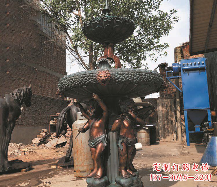 成都铜雕西方人物喷泉景观雕塑