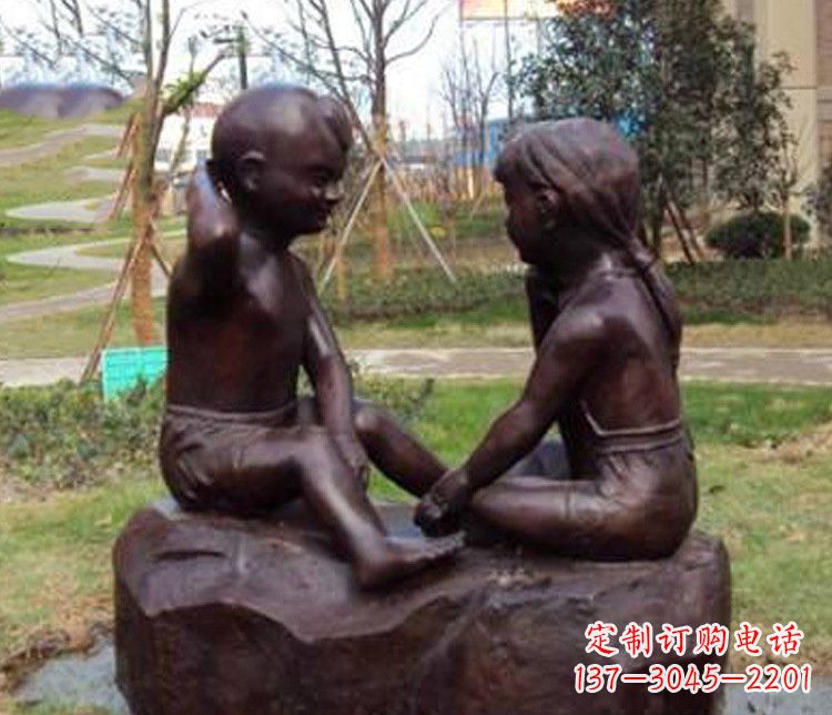 成都铜雕小区玩游戏儿童雕塑