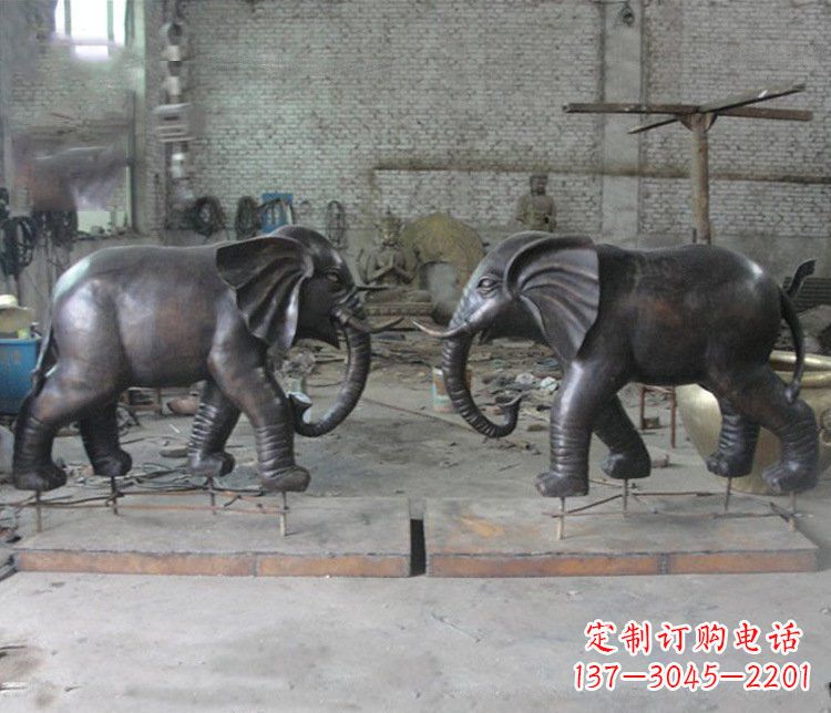 成都铜雕园林动物大象雕塑 (2)