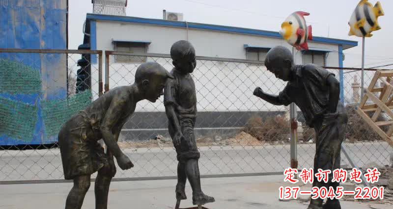 成都玩陀螺人物铜雕