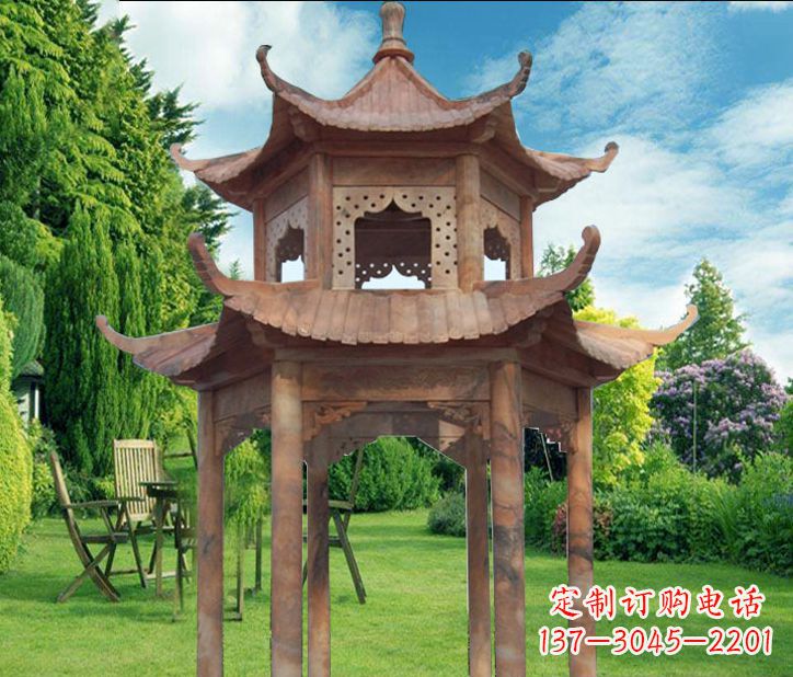 成都晚霞红公园建筑凉亭