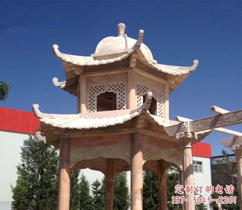 成都晚霞红景观凉亭雕塑