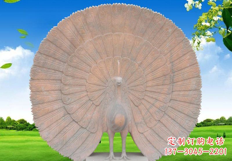 成都晚霞红开屏孔雀雕塑