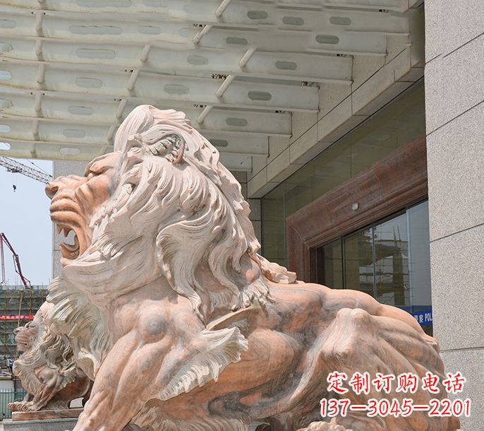 成都晚霞红欧式狮子石雕 (3)