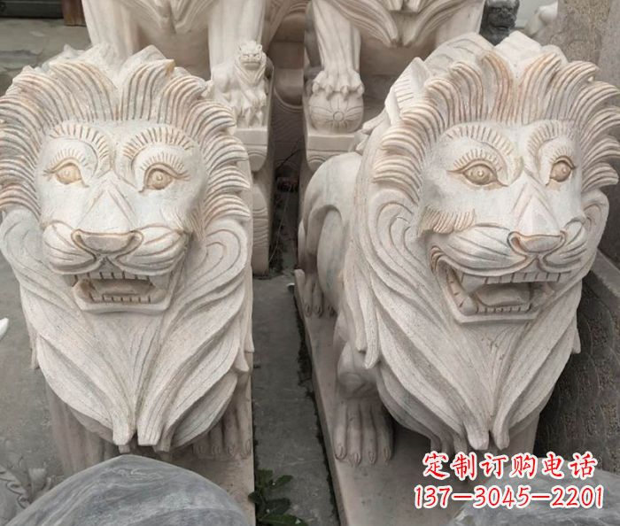 成都晚霞红欧式狮子石雕 (2)