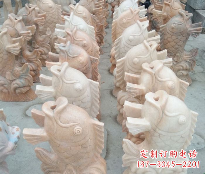 成都晚霞红喷水鲤鱼公园石雕 (2)