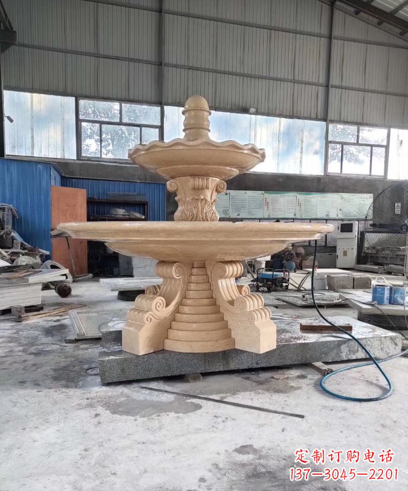 成都晚霞红喷泉石雕广场景观雕塑