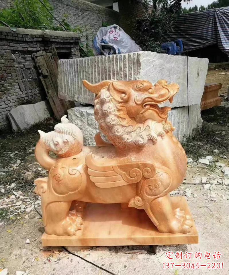 成都晚霞红貔貅雕塑1