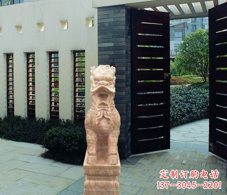 成都晚霞红瑞兽麒麟雕塑