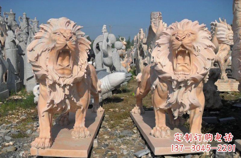 成都晚霞红西洋狮子雕塑