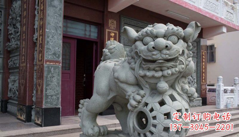 成都网球狮石雕南方狮子雕塑