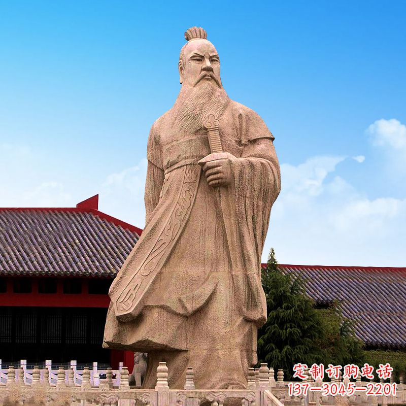成都魏武帝曹操砂岩石雕塑像