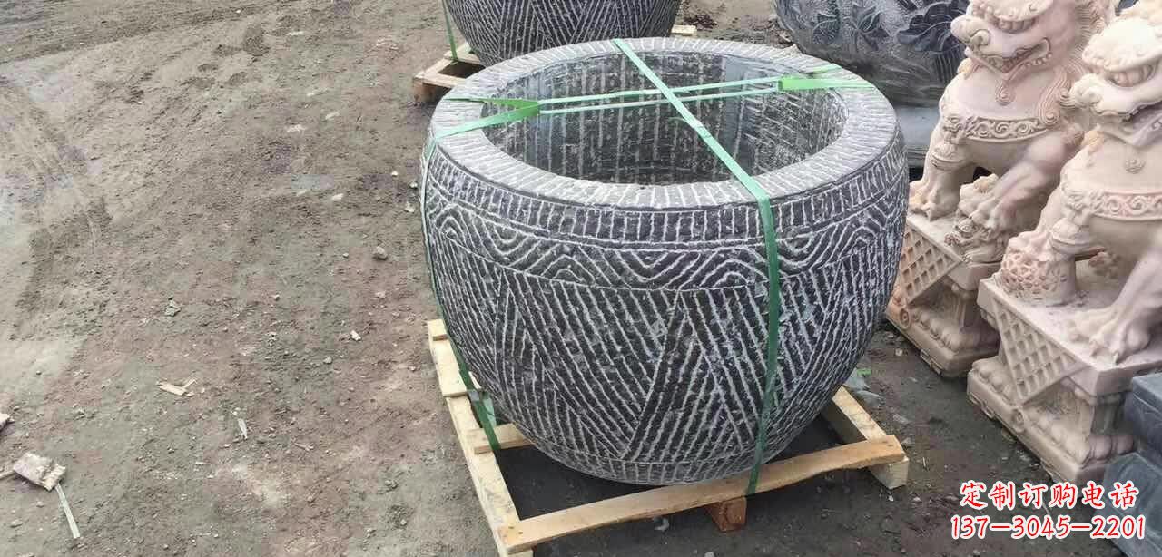 成都纹理石浮雕水缸