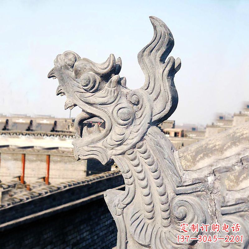 成都屋脊鸱尾螭吻雕塑-古建装饰神兽动物雕塑