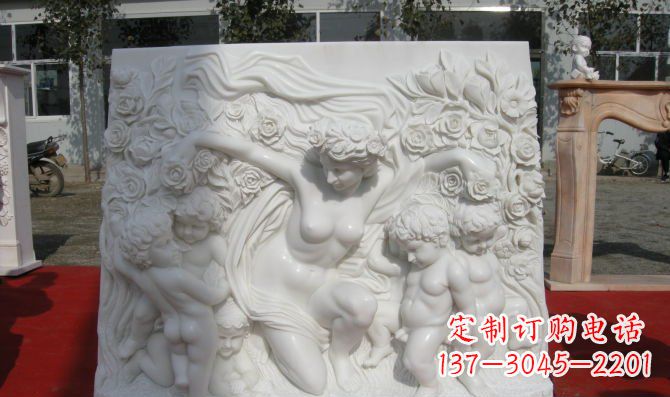 成都西方女人与孩子汉白玉浮雕